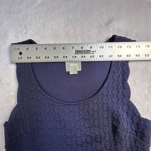 Maeve Womens Navy Blue Textured Sleeveless A-Line Dress Medium Scalloped Back - Picture 8 of 12